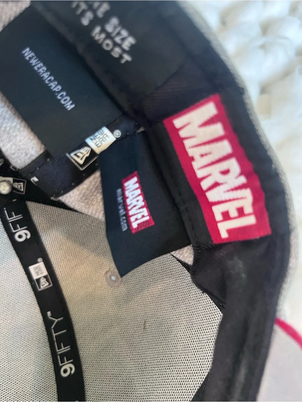 New Era Deadpool Snapback Hat - Gray Crown with Red Brim